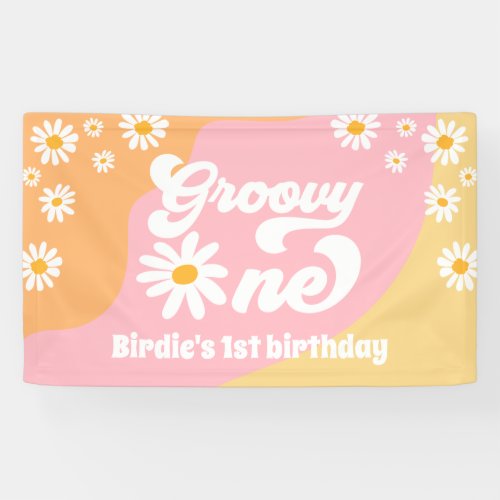 Groovy One 1st Birthday Party Retro Daisy Welcome  Banner