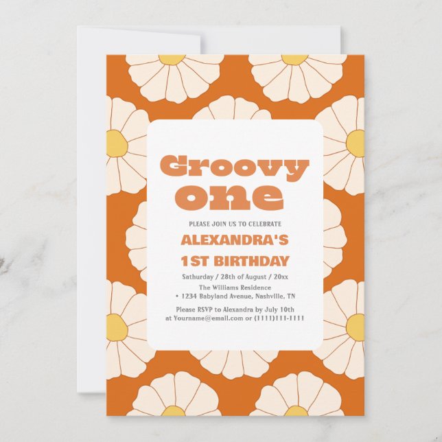 Groovy one 1st Birthday Retro colorful Invitation (Front)