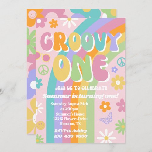 Groovy One Birthday Invitation