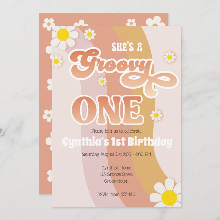 Groovy One Birthday Invitation Zazzle