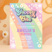 Groovy One Birthday Invitation | Girl 1st Birthday