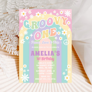 Groovy One Birthday Invitation Girl 1st Birthday