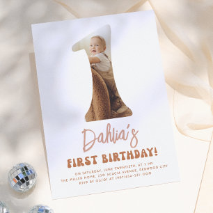 Groovy One Boho 70s Daisy Photo 1st Birthday Party Invitation