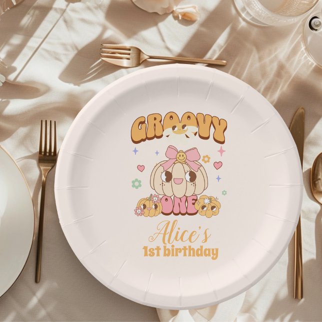 Groovy One Boho Daisy 1st Birthday Party Paper Plates (Creator Uploaded)