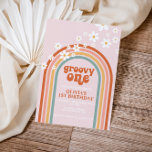 Groovy One boho daisy rainbow first birthday Invitation<br><div class="desc">Retro inspired groovy one first birthday invitation with hippie style rainbow,  daisies and boho fonts and colors.</div>