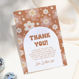 Groovy One Boho Daisy Retro 1st Birthday Party Thank You Card