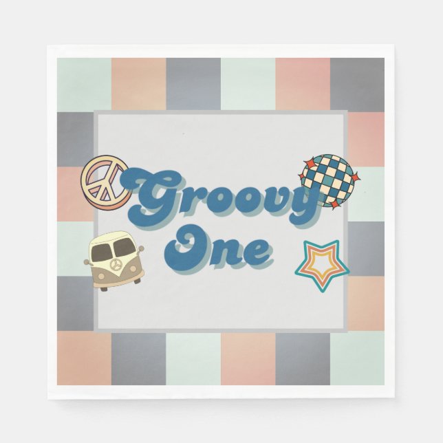 Groovy One Boys Birthday Paper Napkin (Front)