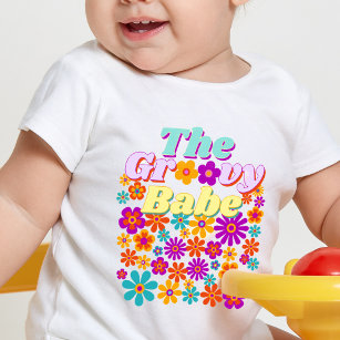 Groovy One Colorful Retro Floral Birthday Baby T-Shirt