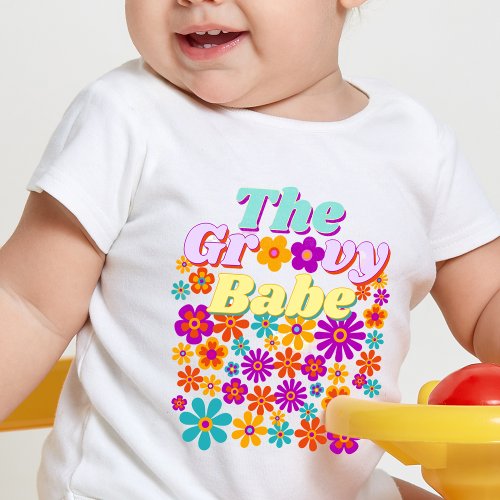 Groovy One Colorful Retro Floral Birthday Baby T_Shirt