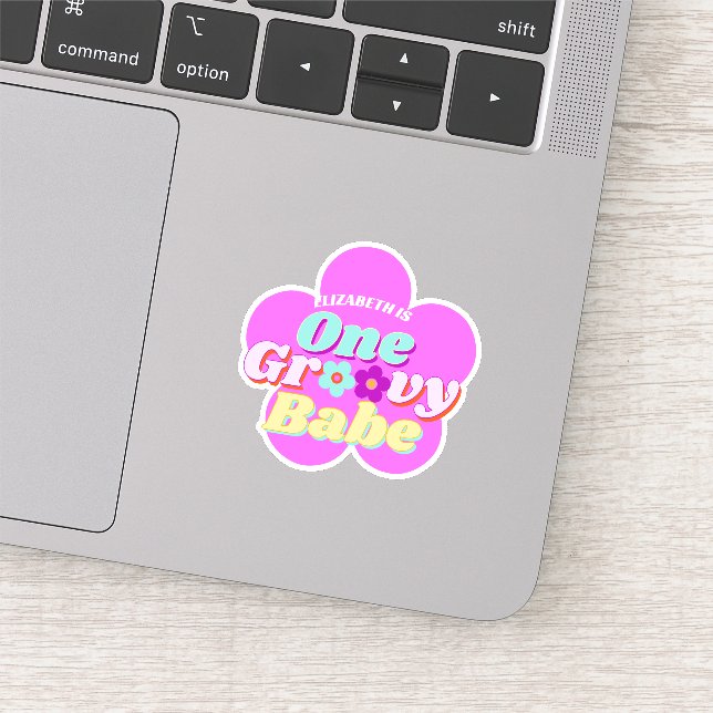 Groovy One Colorful Retro Floral Birthday	 Sticker (Detail)