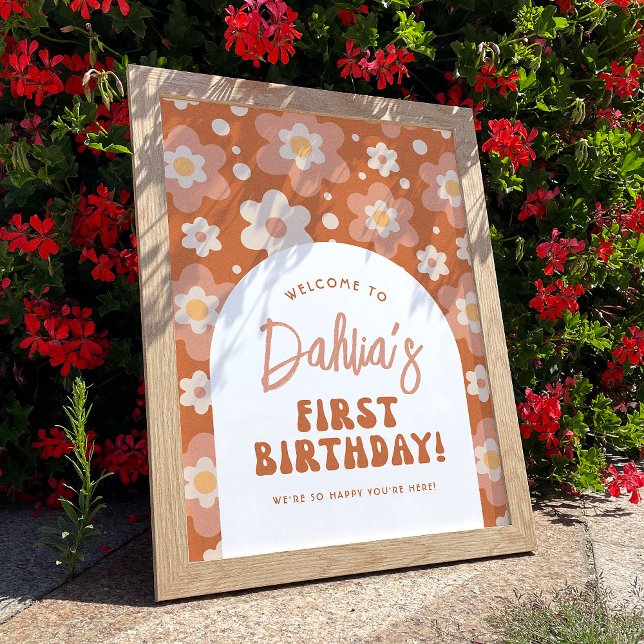 Groovy One Daisy 1st Birthday Party Welcome Sign (Creator Uploaded)