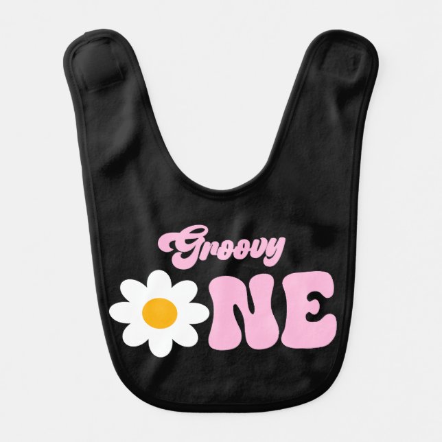 Groovy ONE Daisy 1st First Birthday Baby Bib (Front)