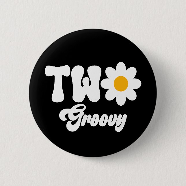 Groovy ONE Daisy 1st First Birthday Button (Front)