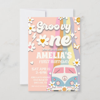 Groovy One Daisy First Birthday Invitation