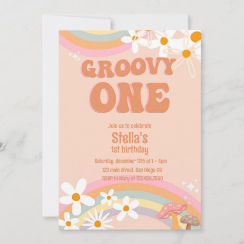 Groovy One Daisy Party Invitation