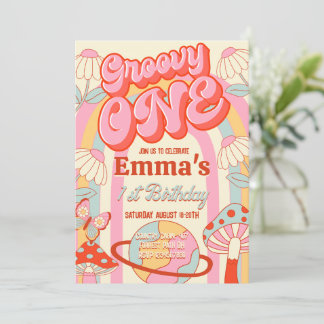 Groovy One First Birthday Invitation
