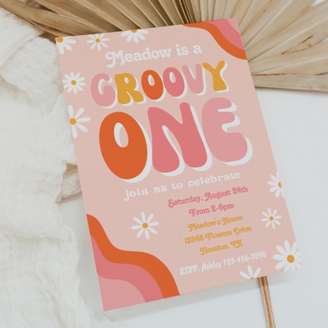 Groovy One First Birthday Invitation | |Groovy One (Creator Uploaded)