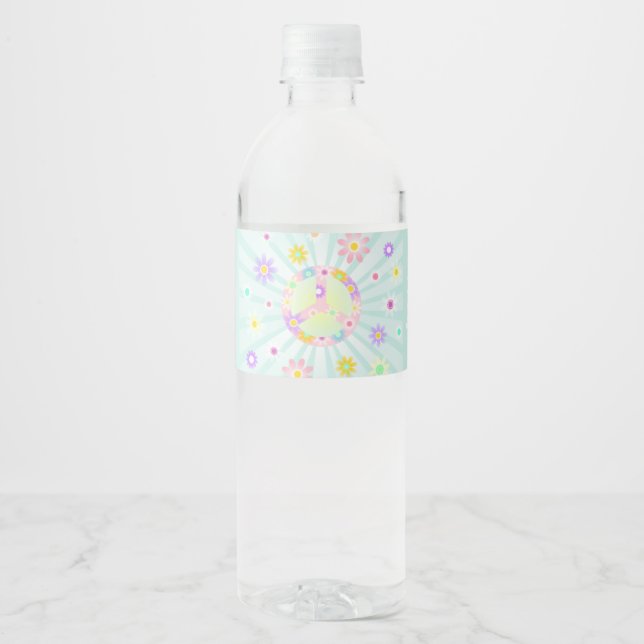 Groovy One Girl Birthday Water Bottle Label (Front)