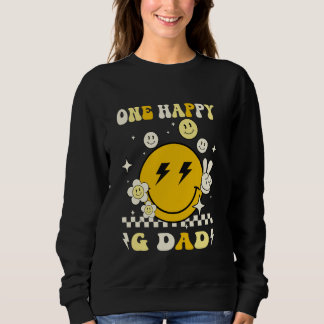 Groovy One Happy G Dad Smile Face Birthday Family  Sweatshirt