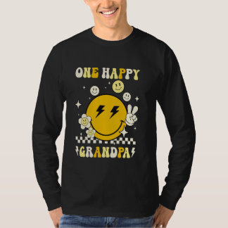 Groovy One Happy Grandpa Smile Face Birthday Famil T-Shirt