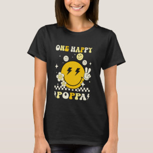 Groovy One Happy Poppa Smile Face Birthday Family T-Shirt