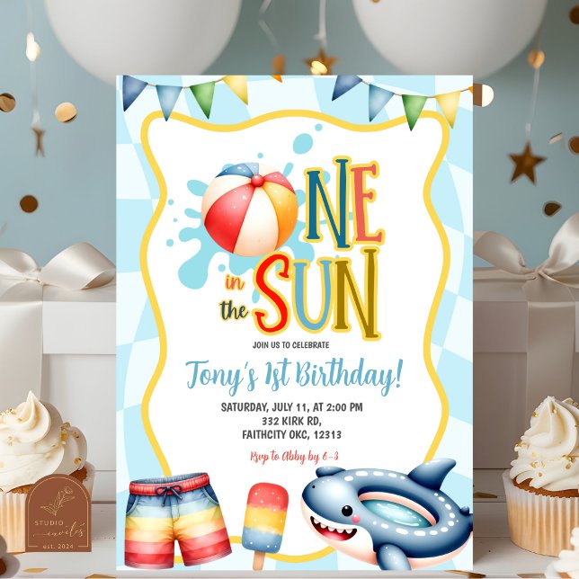 Groovy One in the sun Pool Party Invitation (Creator Uploaded)