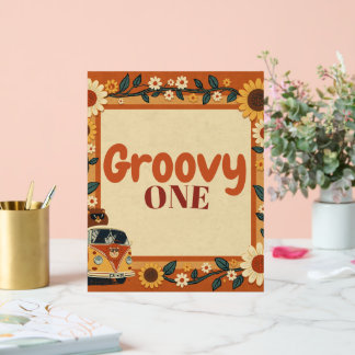 Groovy One Lion Birthday Retro 70s First Birthday Acrylic Sign
