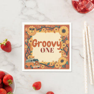 Groovy One Lion Birthday Retro 70s First Birthday Napkins