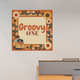 Groovy One Lion Birthday Retro 70s First Birthday Wall Decal
