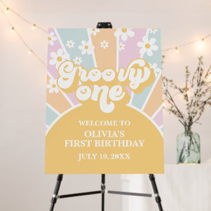 Groovy One Pastel Retro Sunshine daisy boho floral Foam Board