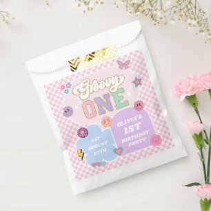 Groovy One Preppy Patch 1st Birthday Party Favor Bag