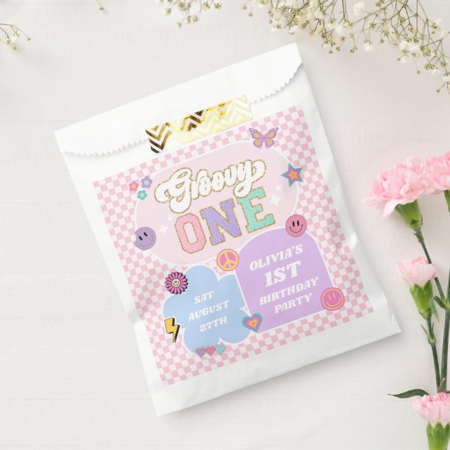 Groovy One Preppy Patch 1st Birthday Party Favor Bag (Sealed)
