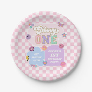 Groovy One Preppy Patch 1st Birthday Party Paper Plates