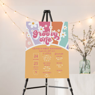 Groovy One rainbow First Birthday Milestone Foam Board