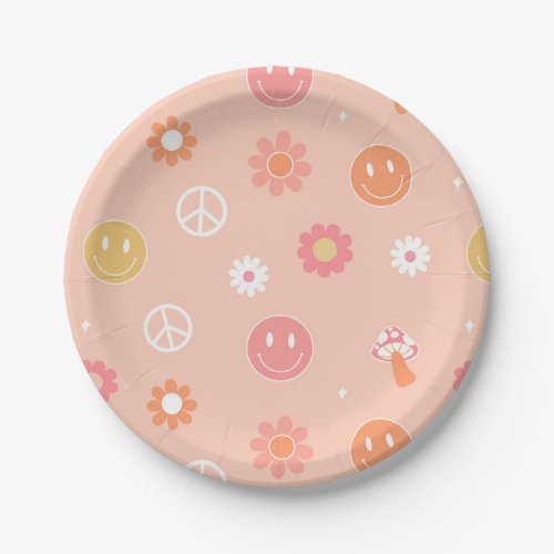 Groovy One Retro Boho Birthday Party Paper Plates 