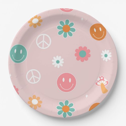 Groovy One Retro Boho Birthday Party Paper Plates 