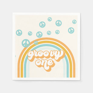 Groovy One Retro Boy 1st Birthday Napkins