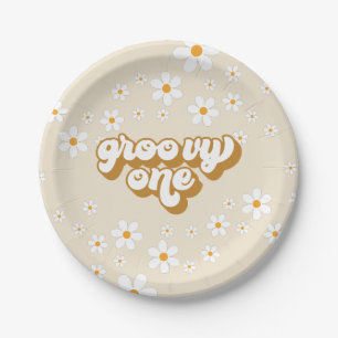 Groovy One Retro Daisy 1st Birthday Paper Plates