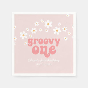 Groovy One Retro daisy boho floral first birthday Napkins