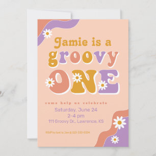 Groovy One Retro First Birthday Invitation