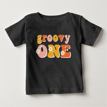 Groovy One Retro First Birthday Shirt by Charmworthy at Zazzle