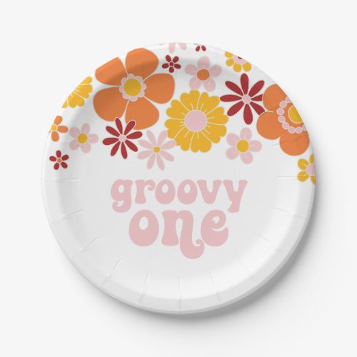 Groovy One Retro Floral 1st birthday Paper Plates