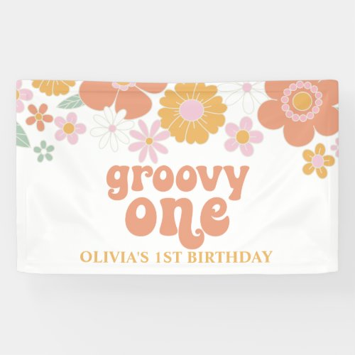 Groovy One Retro Floral Birthday Banner