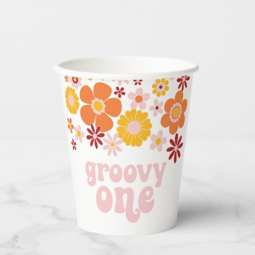 Groovy One Retro Floral Birthday Paper Cups