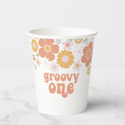 Groovy One Retro Floral first birthday Paper Cups