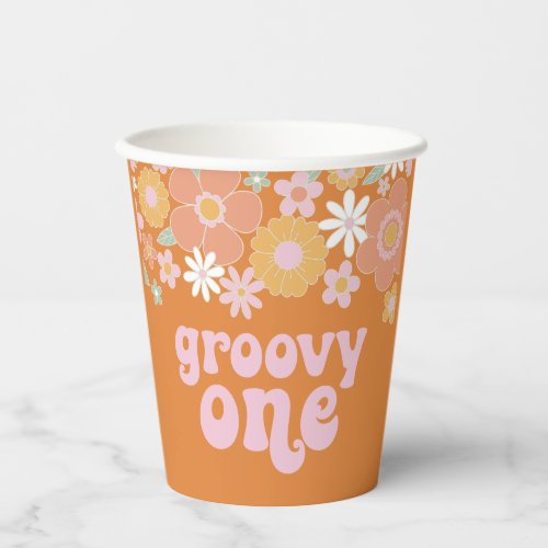 Groovy One Retro Floral first Birthday Paper Cups