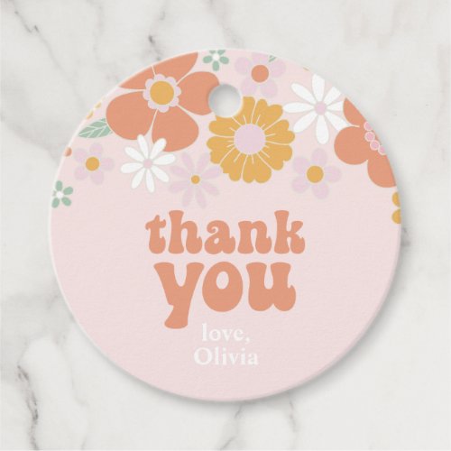 Groovy One Retro Floral thank you favor Favor Tags