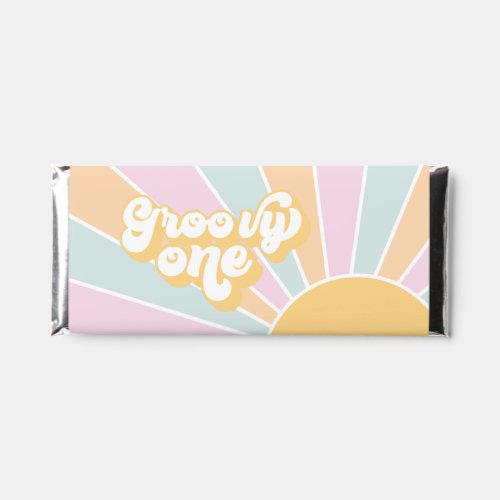 Groovy One Retro pastel sunshine 1st birthday Hershey Bar Favors