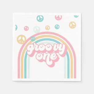 Groovy One Retro Summer Rainbow Napkins