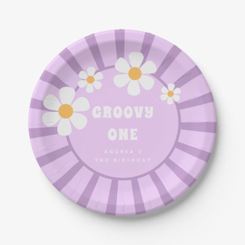 Groovy One Retro Sunshine Girl Second Birthday Paper Plates